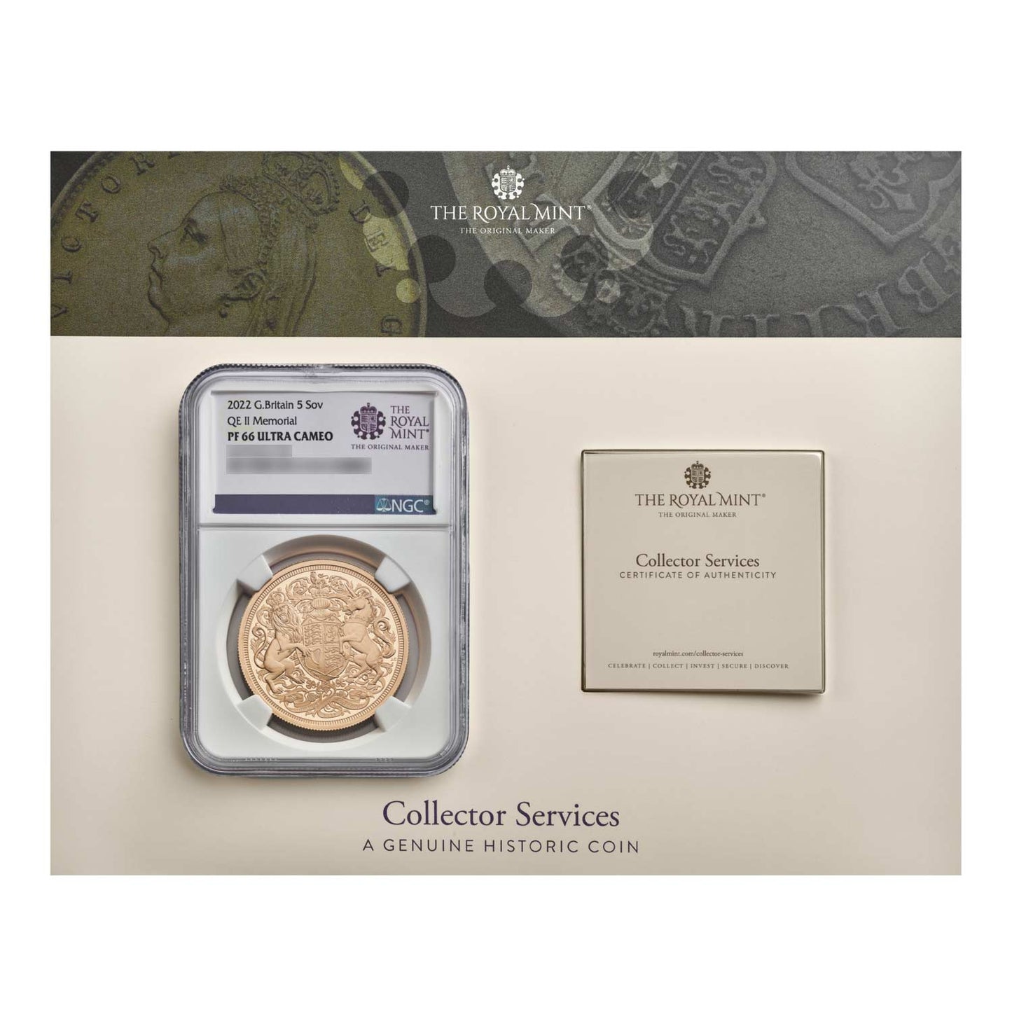 2022 Charles III 'Memorial' 5 Piece Sovereign
Graded By NGC as PF66 Ultra Cameo