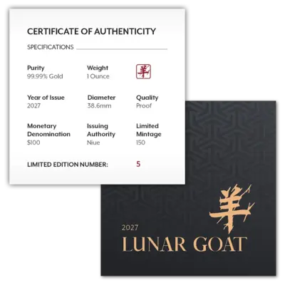 1 oz Gold Coin - Lunar - Year of the Goat - 2027