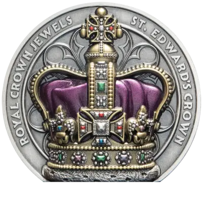 2 oz Silver Coin - Royal Crown Jewels - St. Edward's Crown - Ultra High Relief - Color - 2026