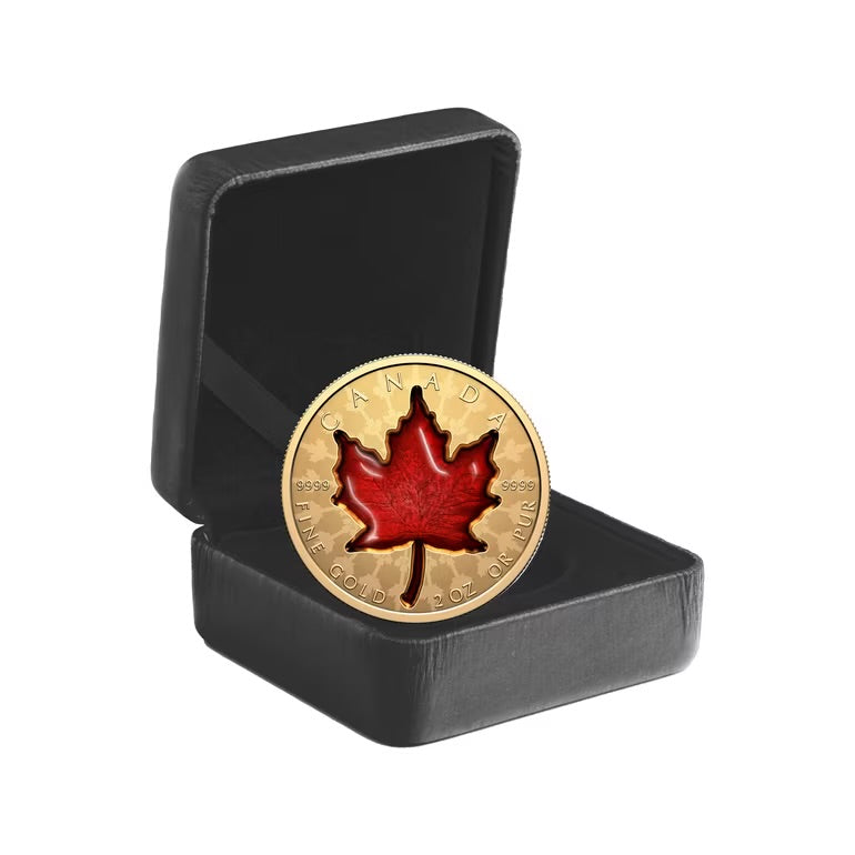 2 oz Gold Coin Proud Maple Super Incuse with Red Enamel 2024
