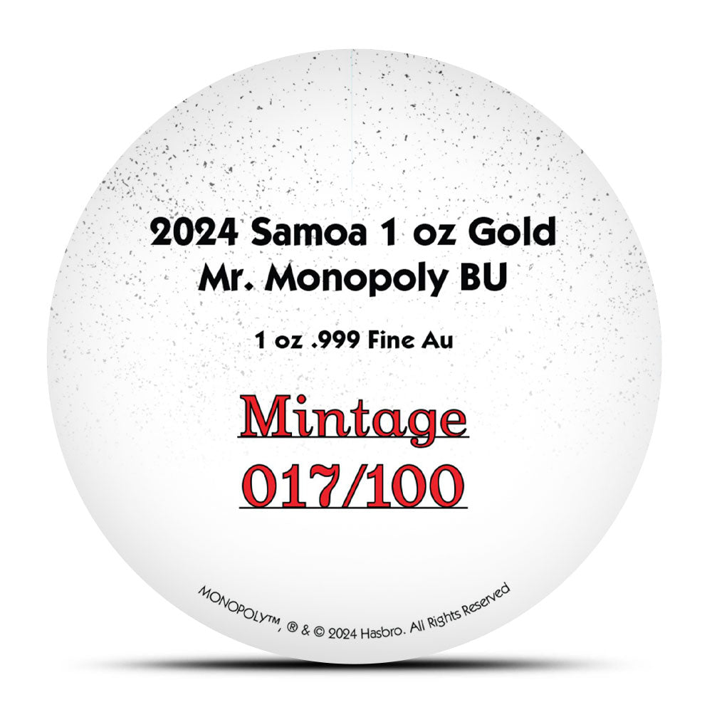 2024 Samoa 1 oz Gold Mr. Monopoly BU