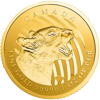 1 oz Gold Coin - Call of the Wild - Growling Cougar - Bullion - 2015