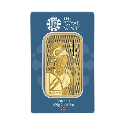 100 gram The Royal Mint Britannia .9999 Gold Bar