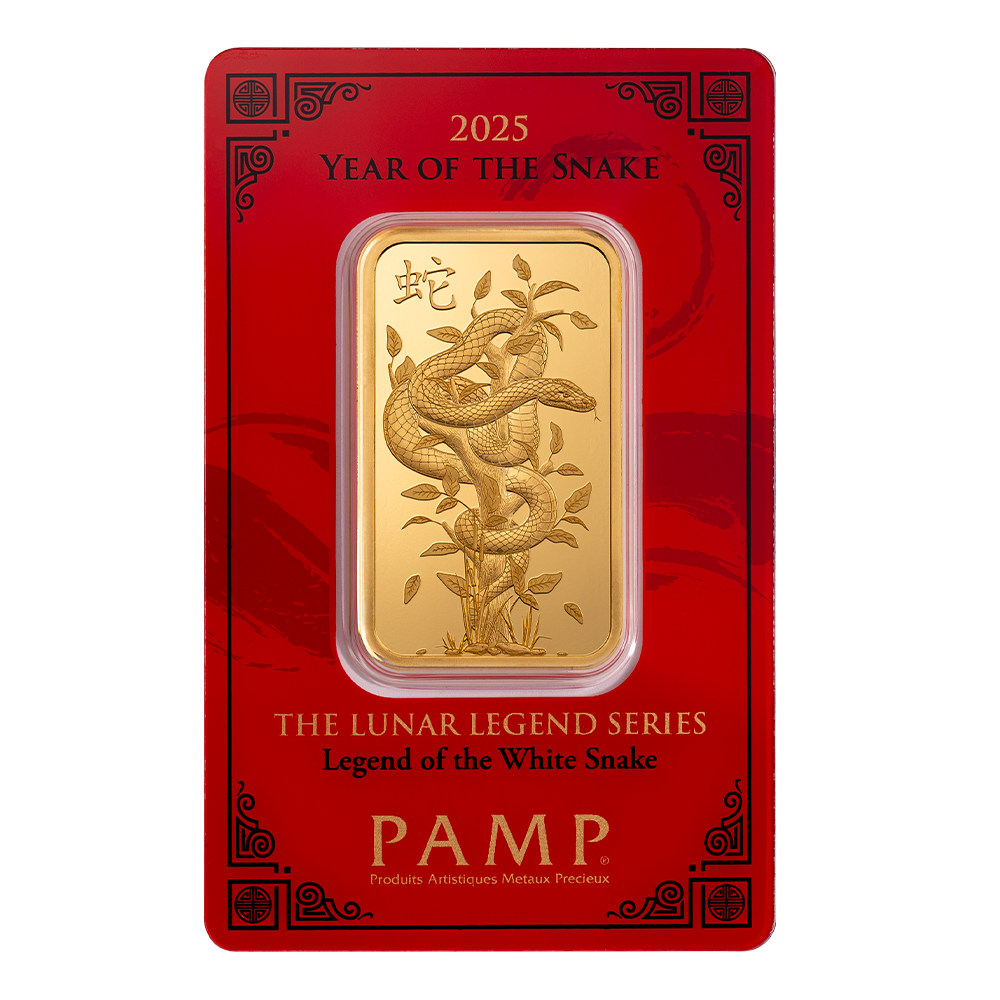 2025 1 oz Gold Bar - PAMP Lunar Legends White Snake (In Assay)