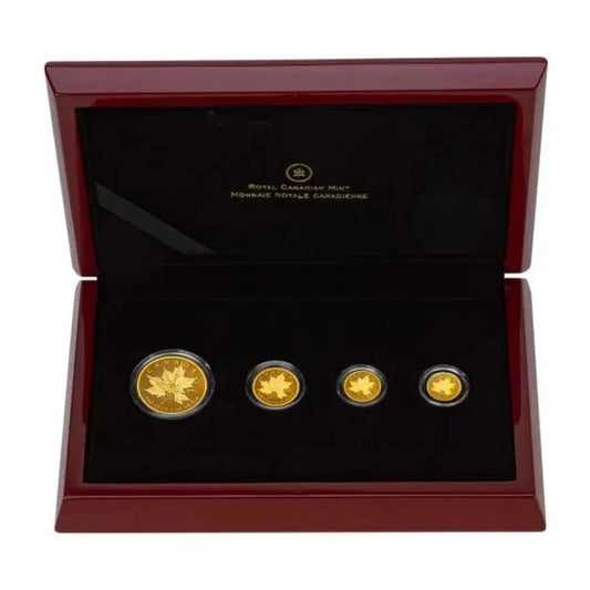 Canadian Maple Leaf: Pure Gold Fractional Set of 4 coins Gold 2014 Reverse Proof