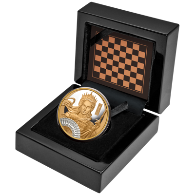 1 oz Gold Coin - Chess Queen - Platinum Plating - 2025