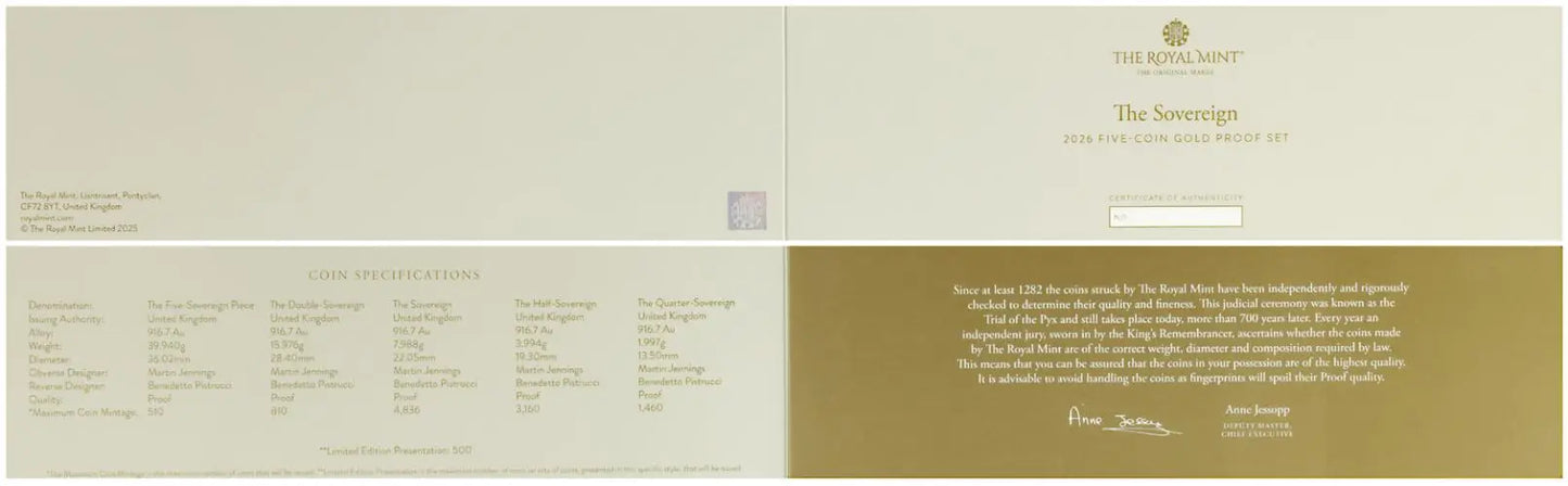2026 Gold Proof Sovereign 5-Coin Set