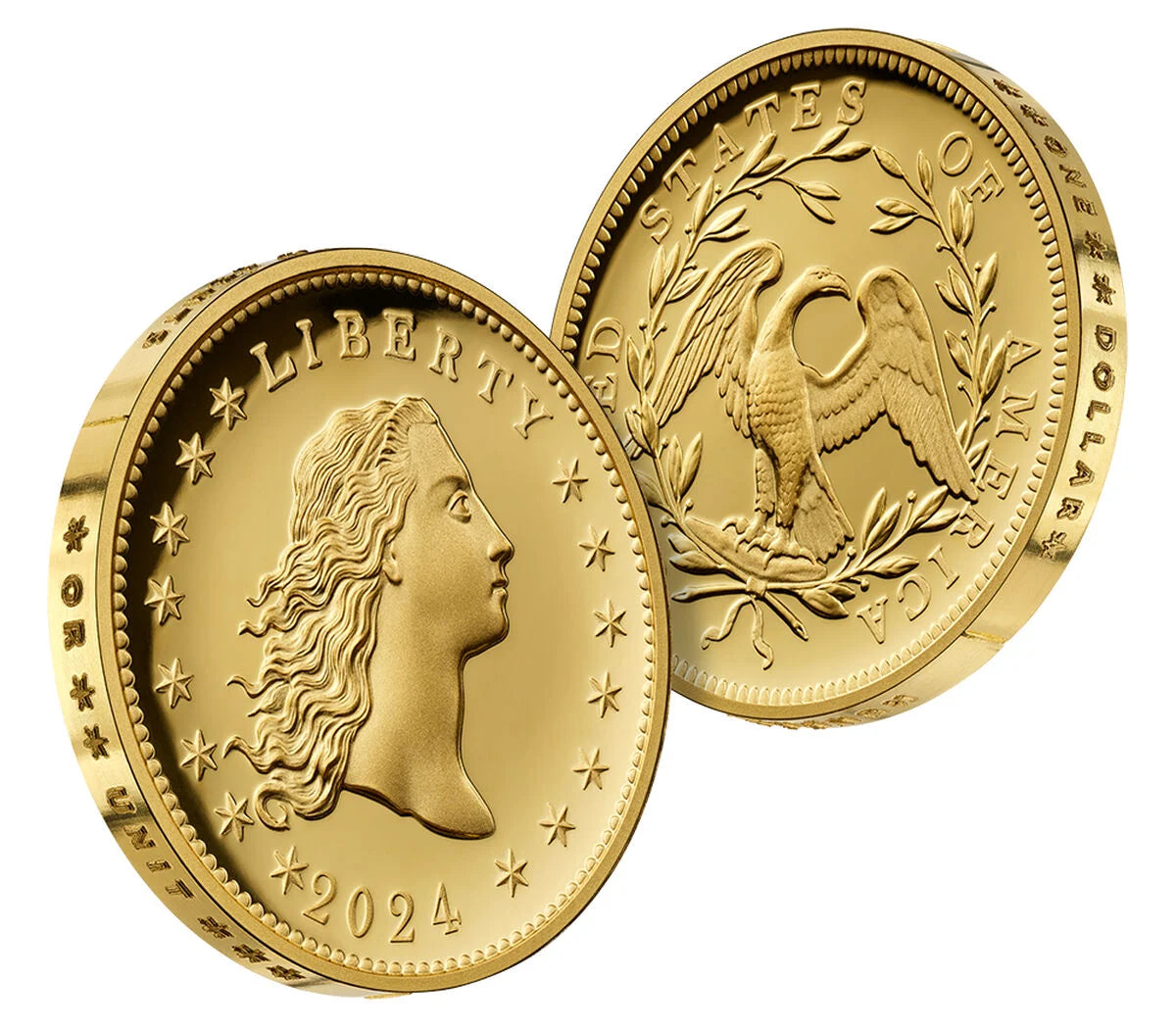 230th Anniversary Flowing Hair High Relief Gold Coin