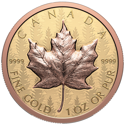 1 oz Gold Coin - Maple Leaf - Ultra High Relief - Rose gold plated - 2025