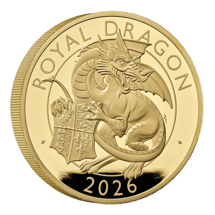 2026 5oz Great Britain The Royal Tudor Beasts - Royal Dragon .9999 Gold Proof Coin