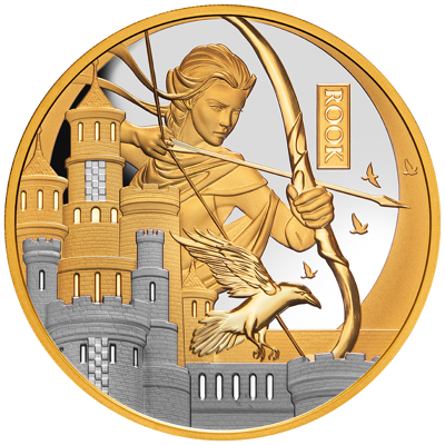 1 oz Gold Coin - Chess Rook - Platinum Plating - 2026