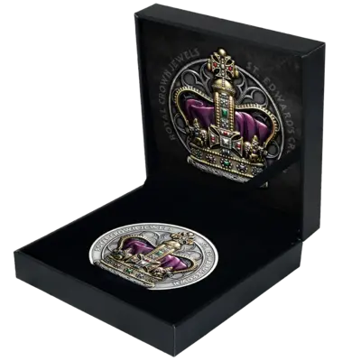 2 oz Silver Coin - Royal Crown Jewels - St. Edward's Crown - Ultra High Relief - Color - 2026