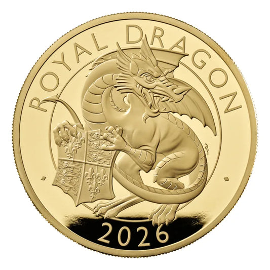 2026 5oz Great Britain The Royal Tudor Beasts - Royal Dragon .9999 Gold Proof Coin