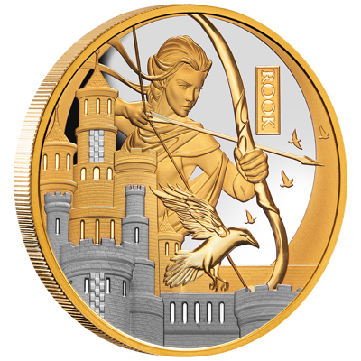 1 oz Gold Coin - Chess Rook - Platinum Plating - 2026