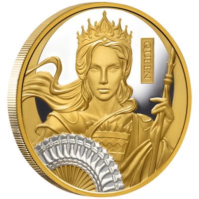 1 oz Gold Coin - Chess Queen - Platinum Plating - 2025