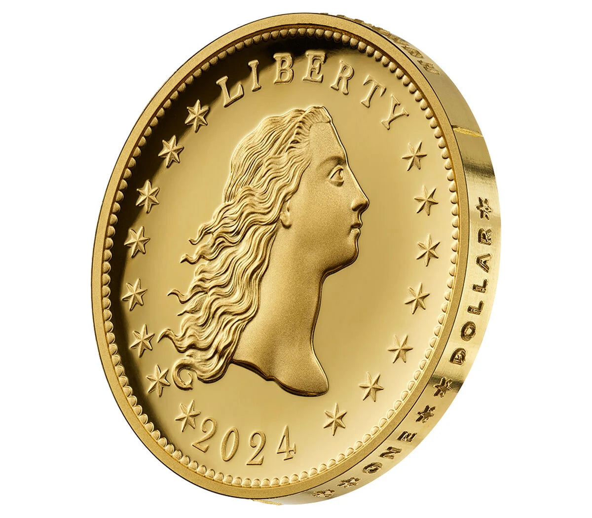 230th Anniversary Flowing Hair High Relief Gold Coin