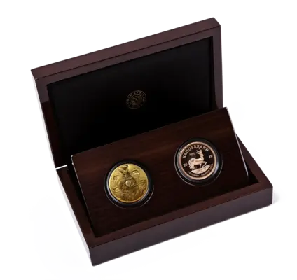 2 oz Gold Coin Set - Big Five I - Lion + Krugerrand with Privy Mark Lion - 2019