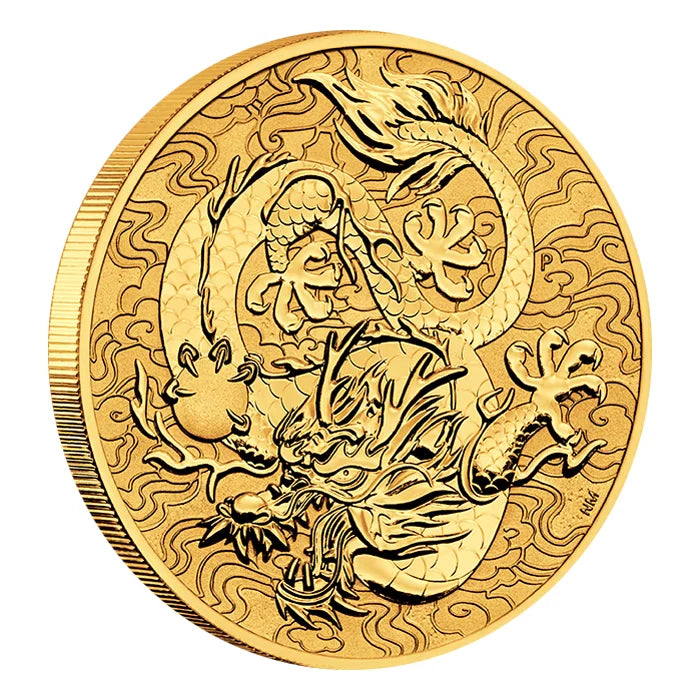 2022 1 oz Australia Chinese Myths and Legends - Dragon .9999 Gold BU Coin