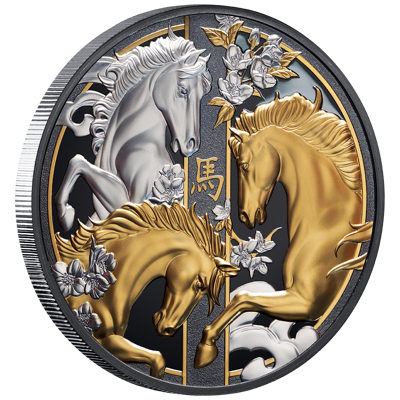 5 oz Silver Coin - Lunar - Year of the Horse - Gilded - 2026