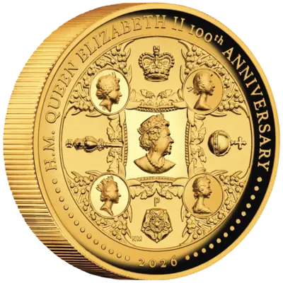 2 oz Gold Coin - 100th Birthday - Queen Elizabeth II - High Relief - 2026